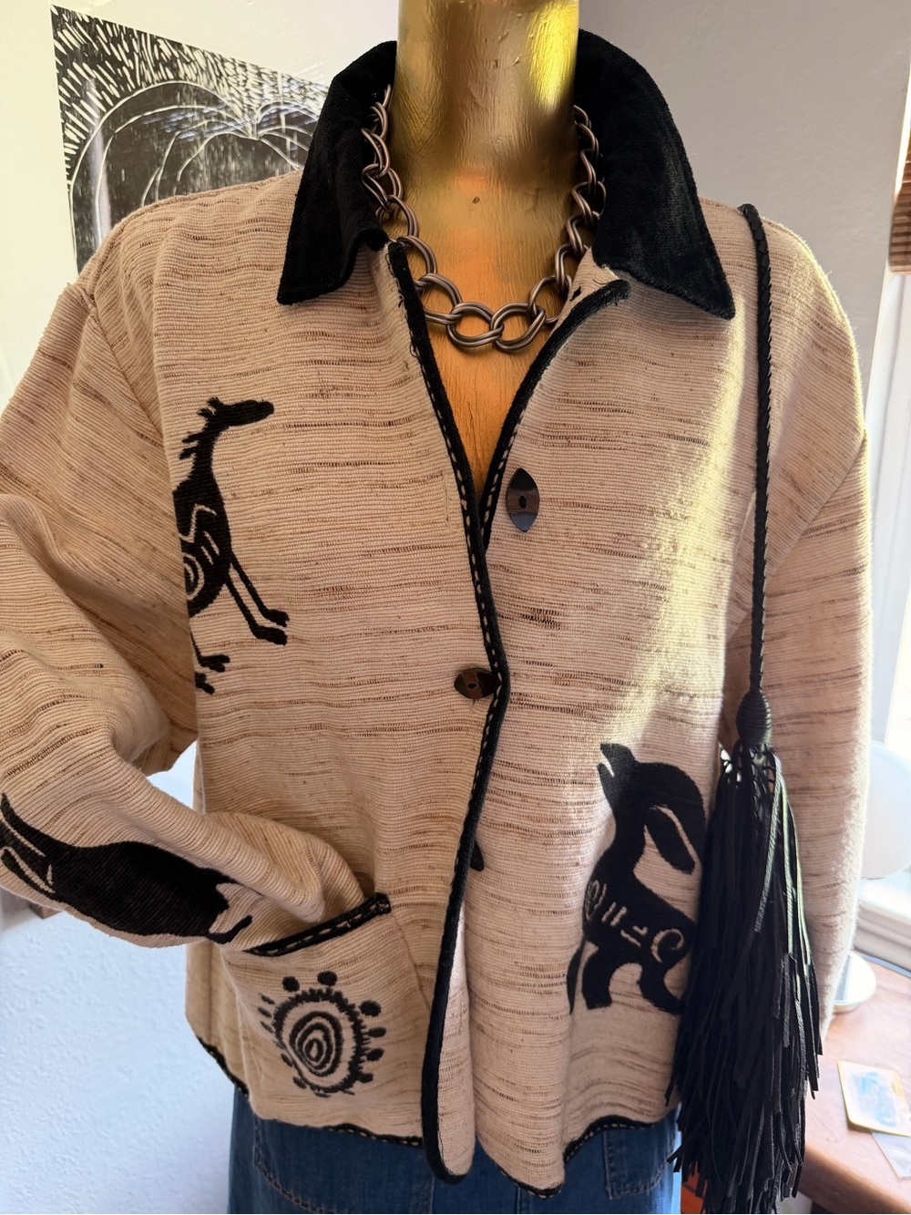 Flashback Vintage Woven Tapestry Jacket Southwestern New Mexico Aztec S / M